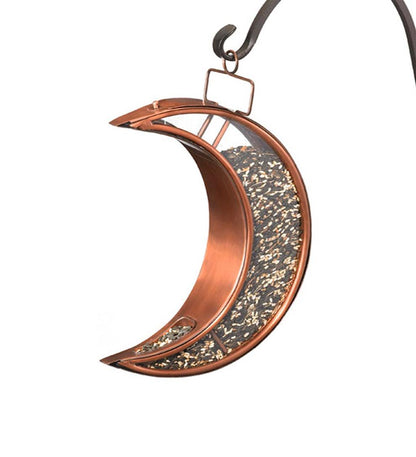 Plow & Hearth Bird Feeders Yard & Garden Copper And Plexiglass Crescent Moon Hanging Bird Feeder - Copper