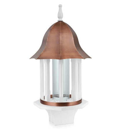 Plow & Hearth Bird Feeders Yard & Garden Copper-Roofed Manor Bird Feeder With White Hardwood Columns