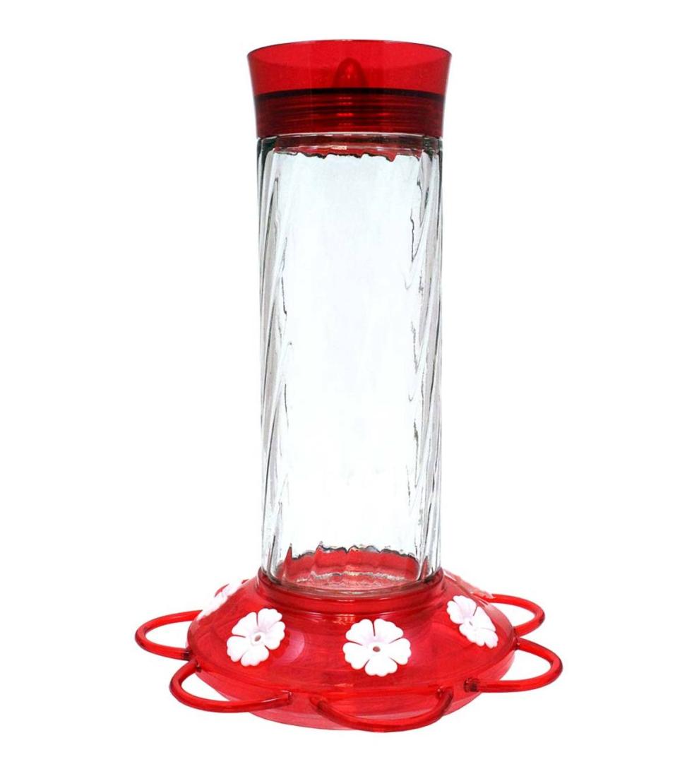 Plow & Hearth Bird Feeders Yard & Garden Diamond 30-Ounce Glass-Bottle Hummingbird Feeder