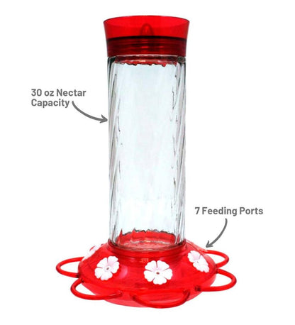 Plow & Hearth Bird Feeders Yard & Garden Diamond 30-Ounce Glass-Bottle Hummingbird Feeder