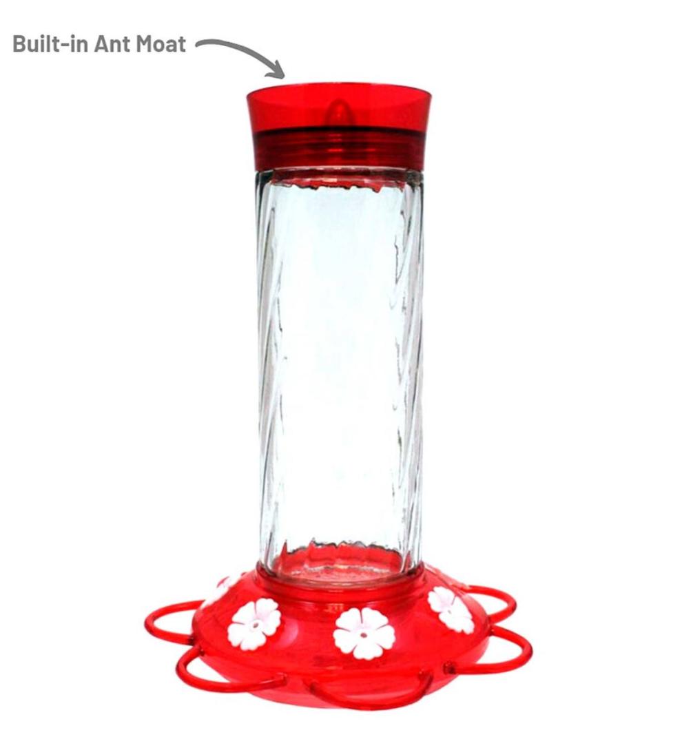 Plow & Hearth Bird Feeders Yard & Garden Diamond 30-Ounce Glass-Bottle Hummingbird Feeder