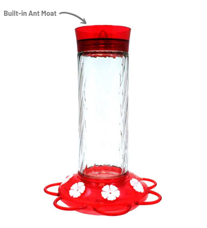 Plow & Hearth Bird Feeders Yard & Garden Diamond 30-Ounce Glass-Bottle Hummingbird Feeder