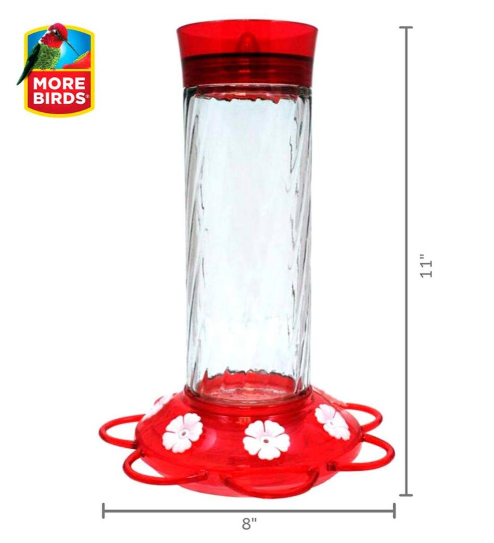 Plow & Hearth Bird Feeders Yard & Garden Diamond 30-Ounce Glass-Bottle Hummingbird Feeder