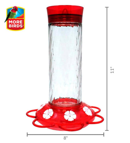 Plow & Hearth Bird Feeders Yard & Garden Diamond 30-Ounce Glass-Bottle Hummingbird Feeder