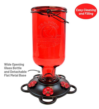 Plow & Hearth Bird Feeders Yard & Garden Elixir 13-Ounce Vintage-Style Bottle Hummingbird Feeder