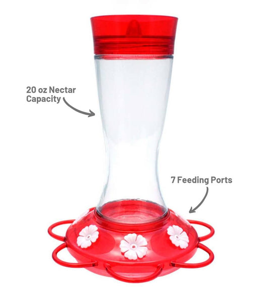 Plow & Hearth Bird Feeders Yard & Garden Garnet 20-Ounce Glass-Bottle Hummingbird Feeder