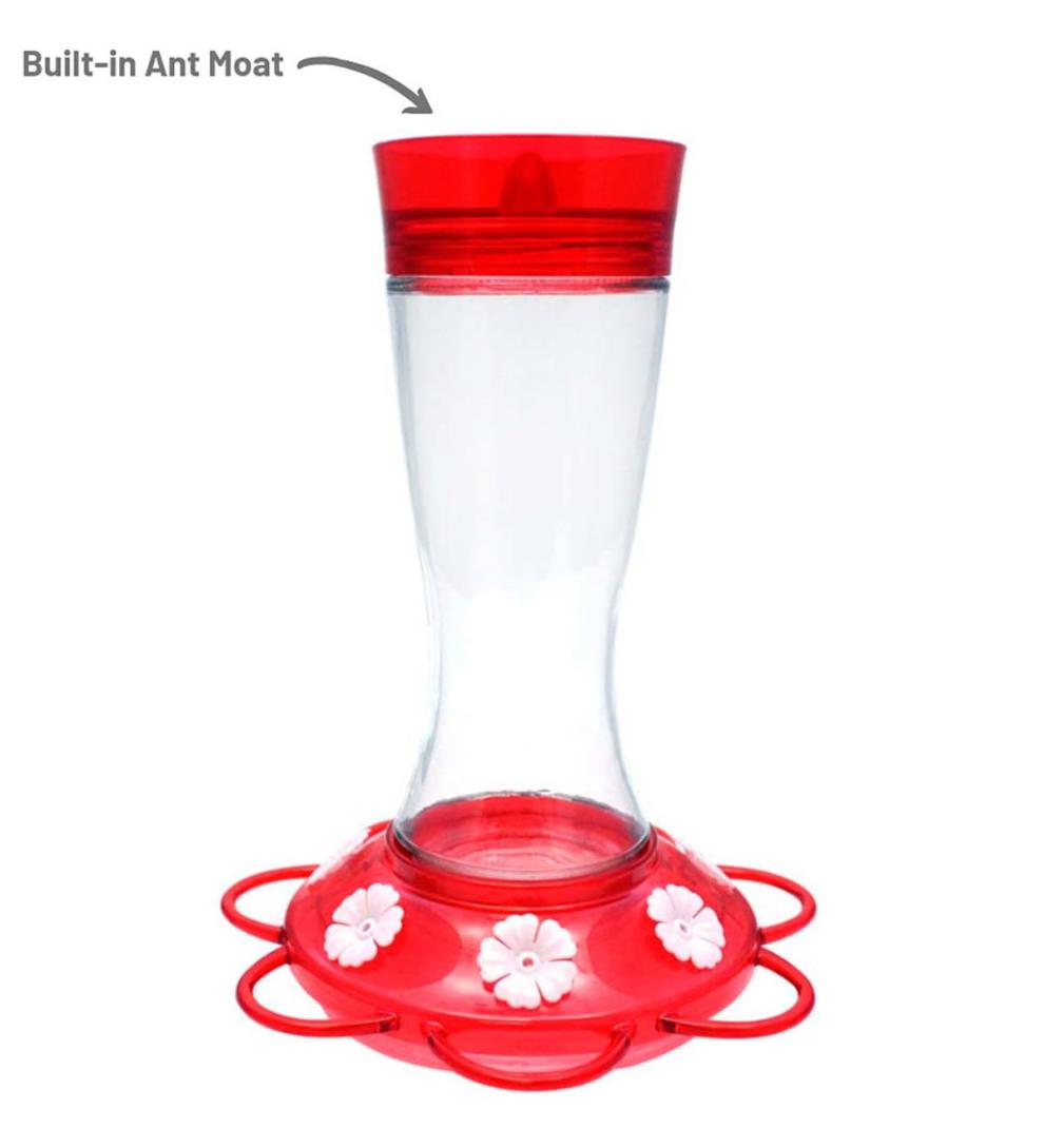 Plow & Hearth Bird Feeders Yard & Garden Garnet 20-Ounce Glass-Bottle Hummingbird Feeder