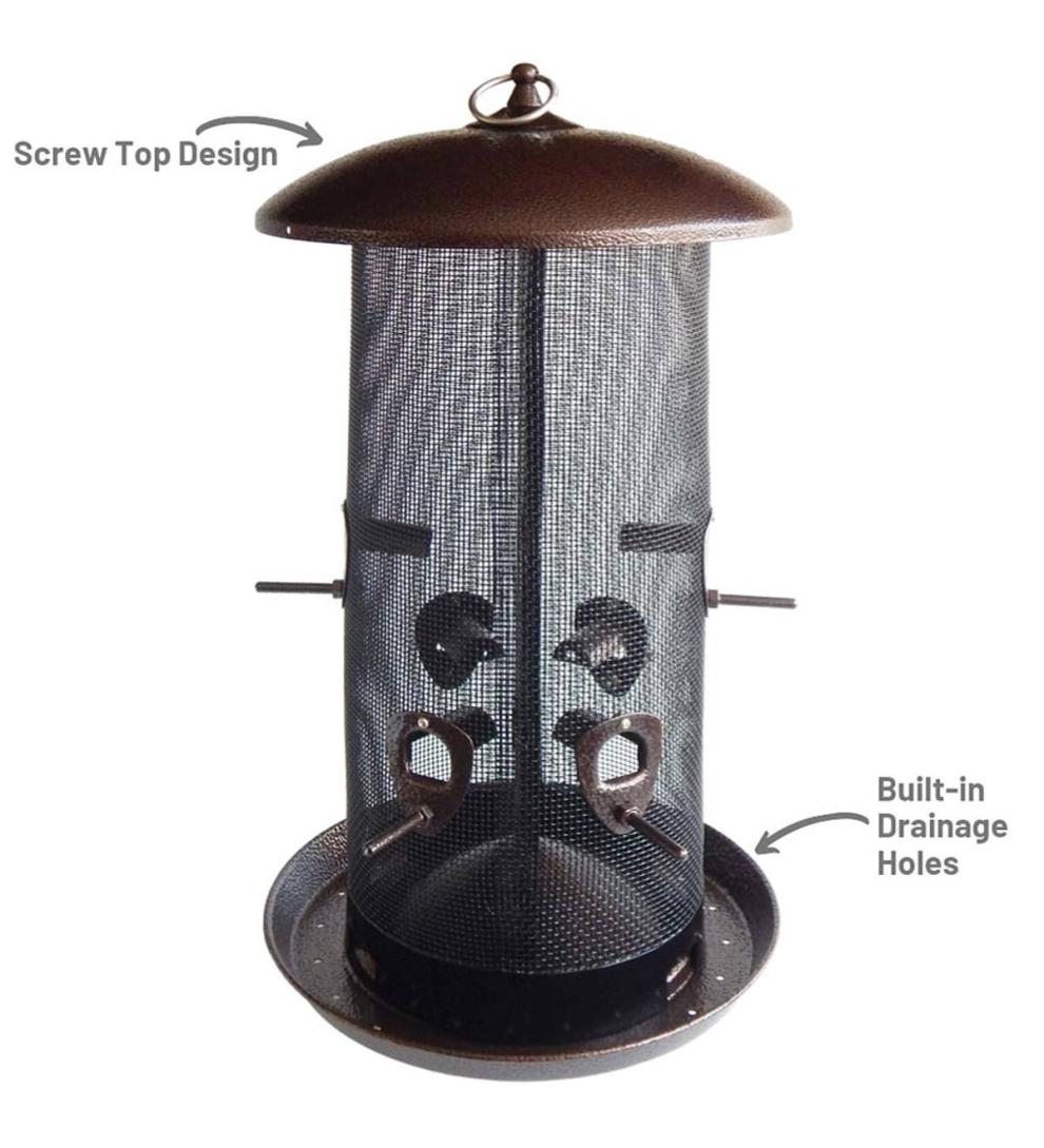 Plow & Hearth Bird Feeders Yard & Garden Giant Combo All-Metal Screen Bird Feeder