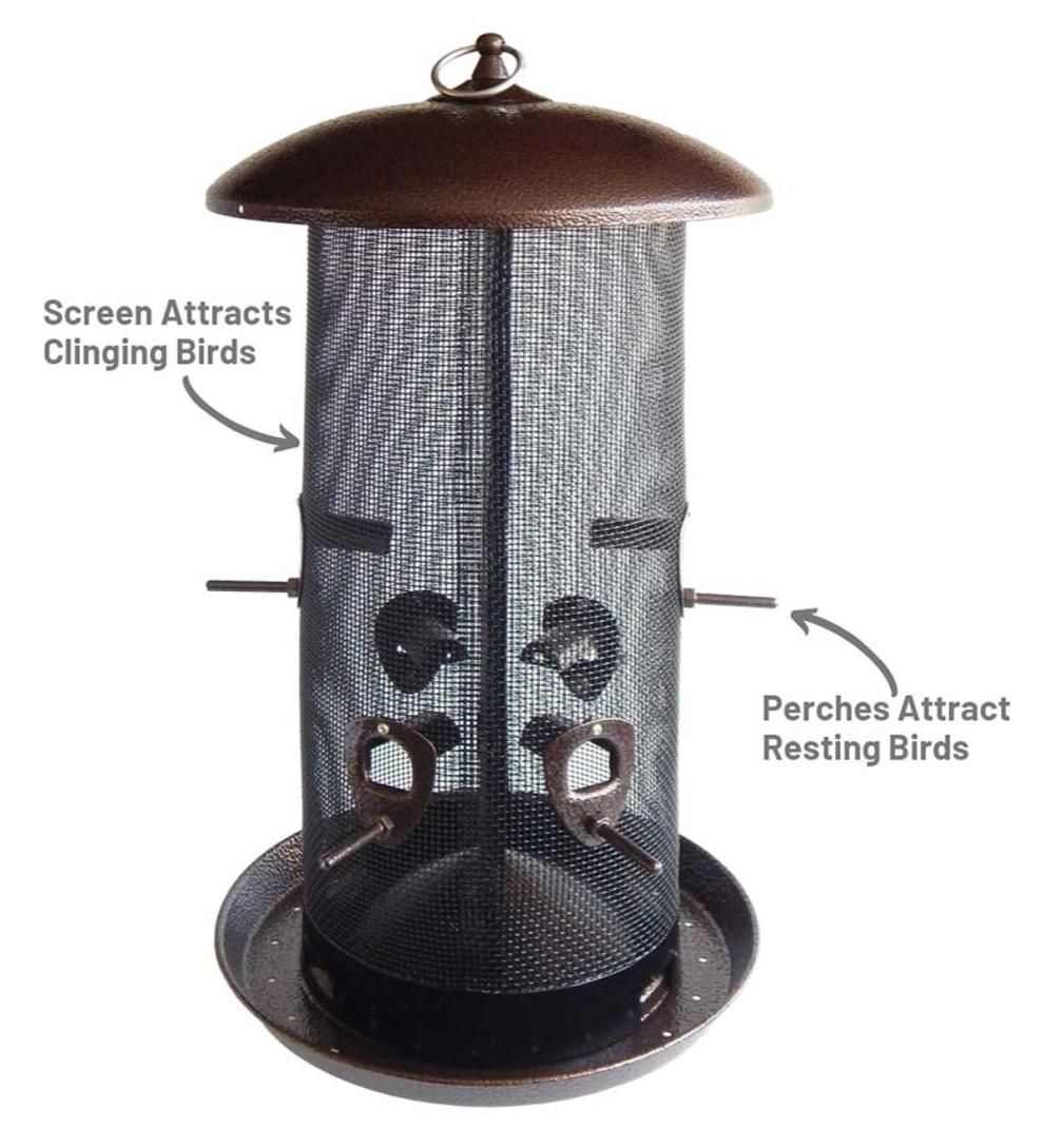 Plow & Hearth Bird Feeders Yard & Garden Giant Combo All-Metal Screen Bird Feeder