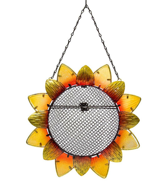 Plow & Hearth Bird Feeders Yard & Garden Glass Sunflower Hanging Mesh Bird Feeder