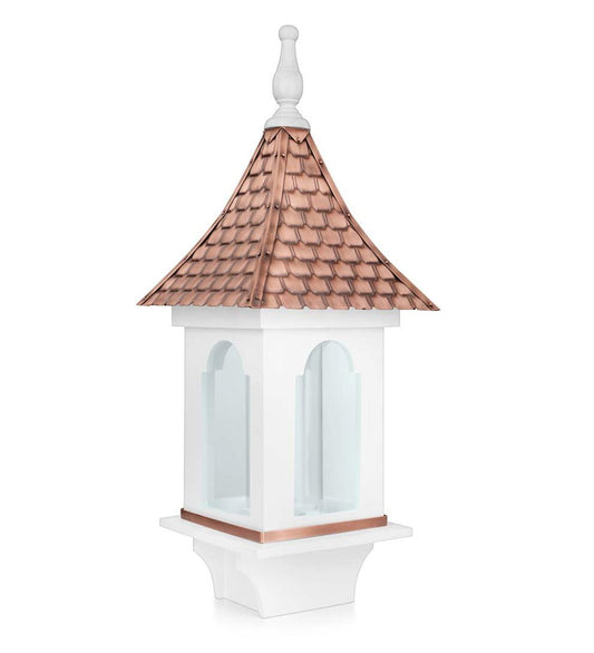 Plow & Hearth Bird Feeders Yard & Garden Hand-Hammered Copper And White Hardwood Villa-Style Bird Feeder
