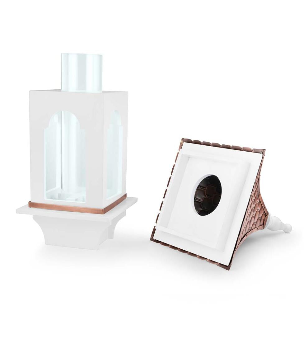 Plow & Hearth Bird Feeders Yard & Garden Hand-Hammered Copper And White Hardwood Villa-Style Bird Feeder