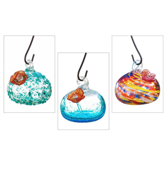 Plow & Hearth Bird Feeders Yard & Garden Handcrafted Glass Hummingbird Feeders, Set Of 3