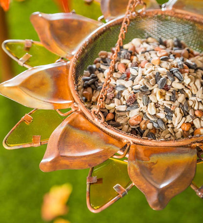 Plow & Hearth Bird Feeders Yard & Garden Hanging Pieced Glass Sunflower Bird Feeder