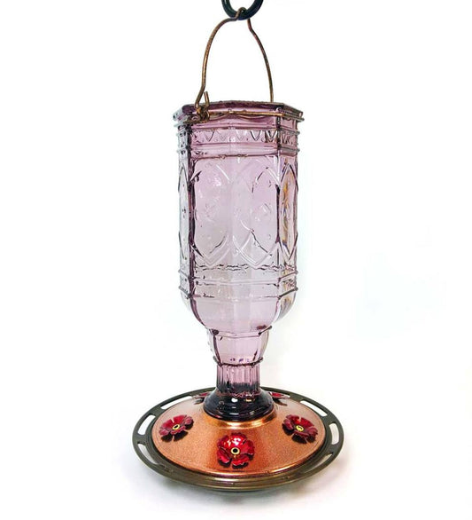 Plow & Hearth Bird Feeders Yard & Garden Jewel Vintage Style 20-Ounce Hummingbird Feeder - Amethyst