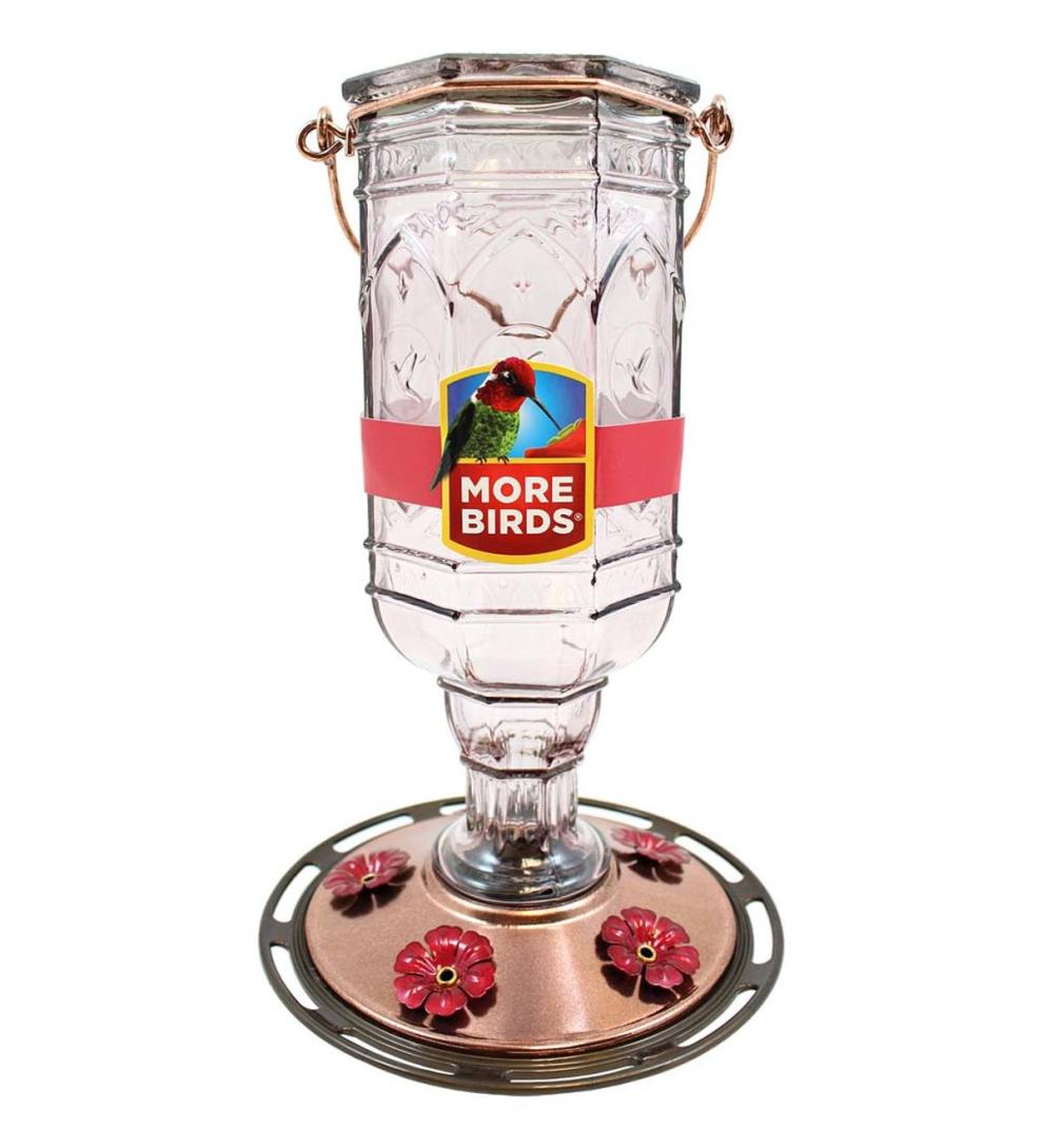 Plow & Hearth Bird Feeders Yard & Garden Jewel Vintage Style 20-Ounce Hummingbird Feeder - Amethyst