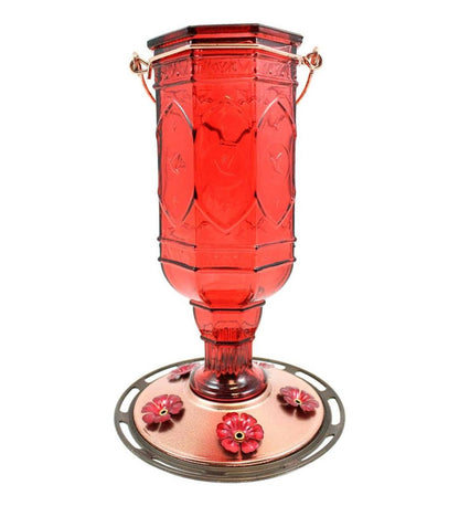 Plow & Hearth Bird Feeders Yard & Garden Jewel Vintage Style 20-Ounce Hummingbird Feeder - Amethyst
