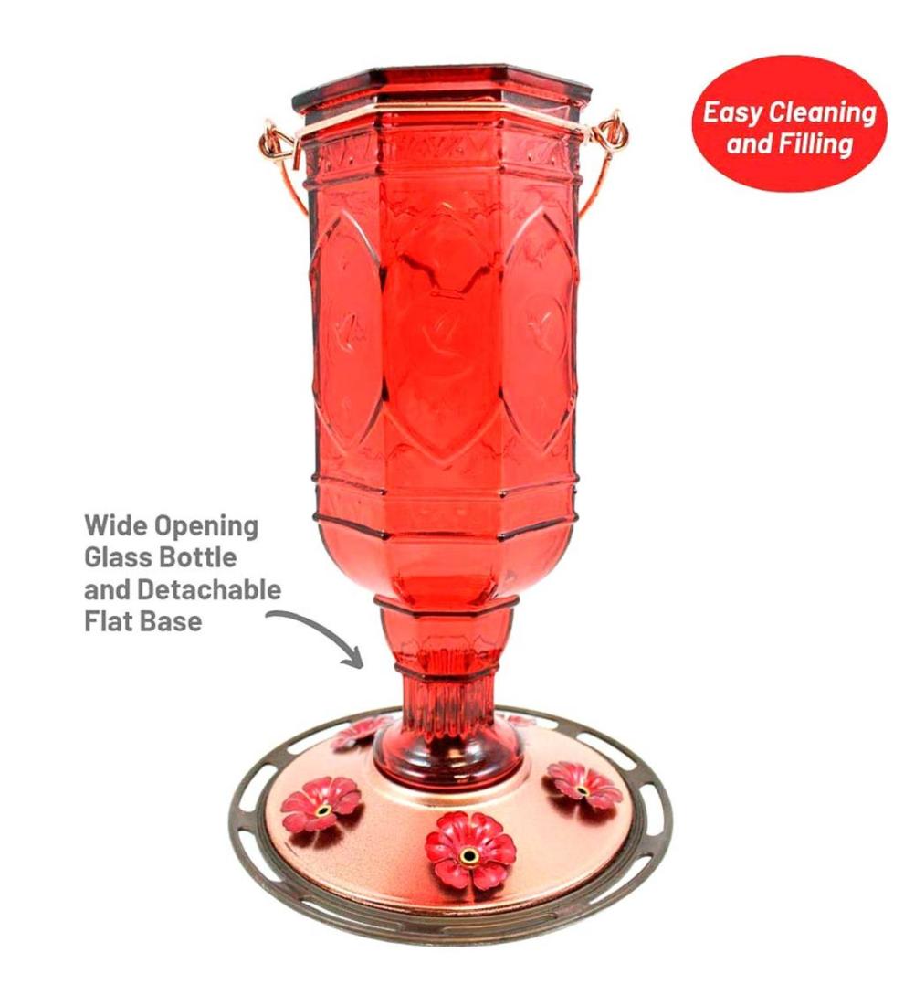 Plow & Hearth Bird Feeders Yard & Garden Jewel Vintage Style 20-Ounce Hummingbird Feeder - Amethyst