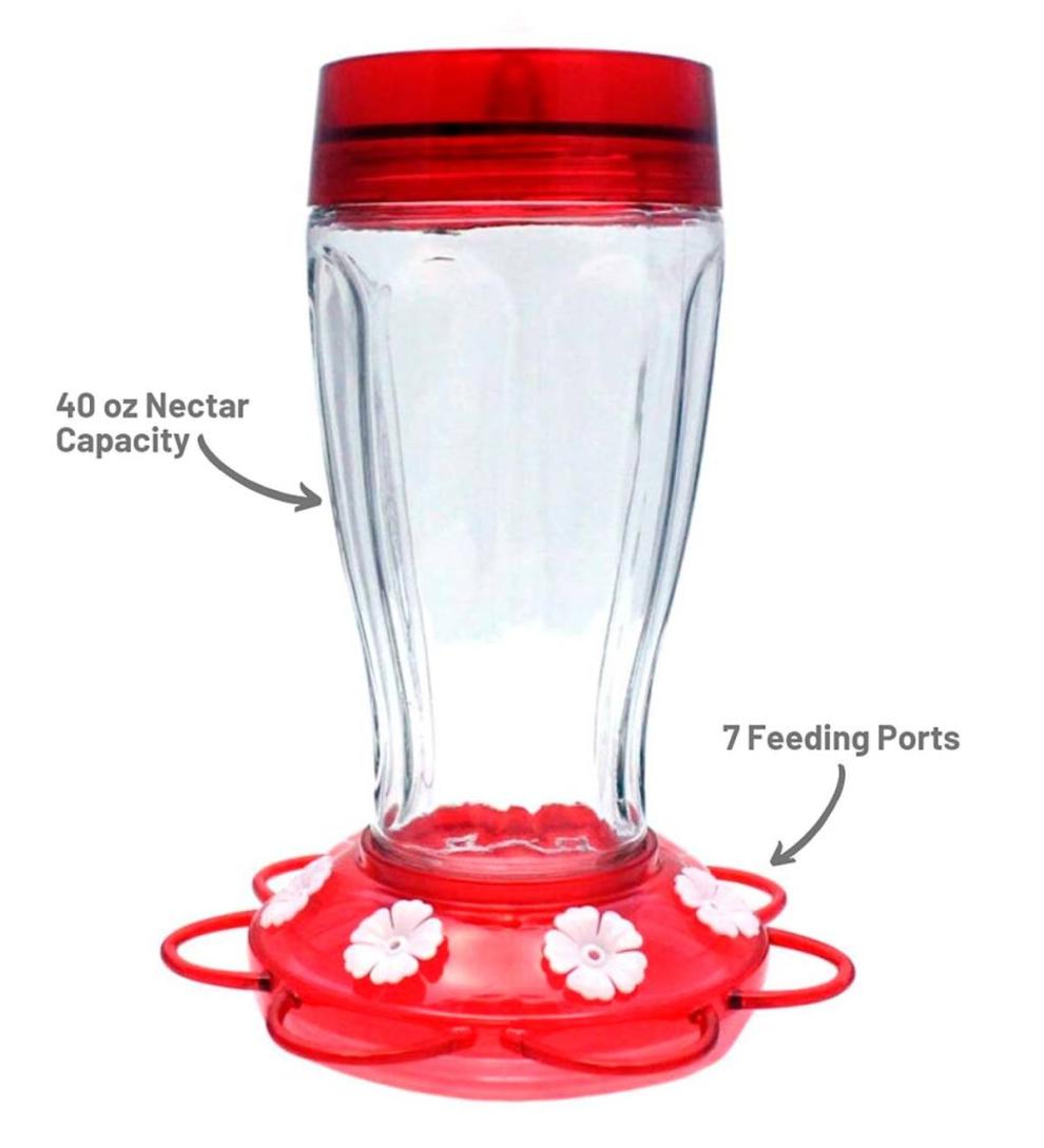 Plow & Hearth Bird Feeders Yard & Garden Jumbo 40-Ounce Hanging Hummingbird Feeder