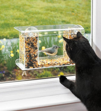 Plow & Hearth Bird Feeders Yard & Garden One-Way Mirror Window Mount Bird Feeder