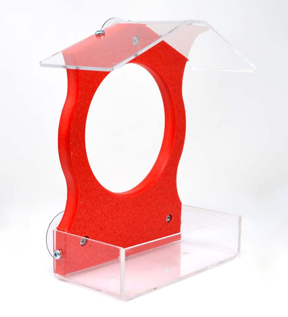 Plow & Hearth Bird Feeders Yard & Garden Recycled Plastic Window-Mount Bird Feeder - Red