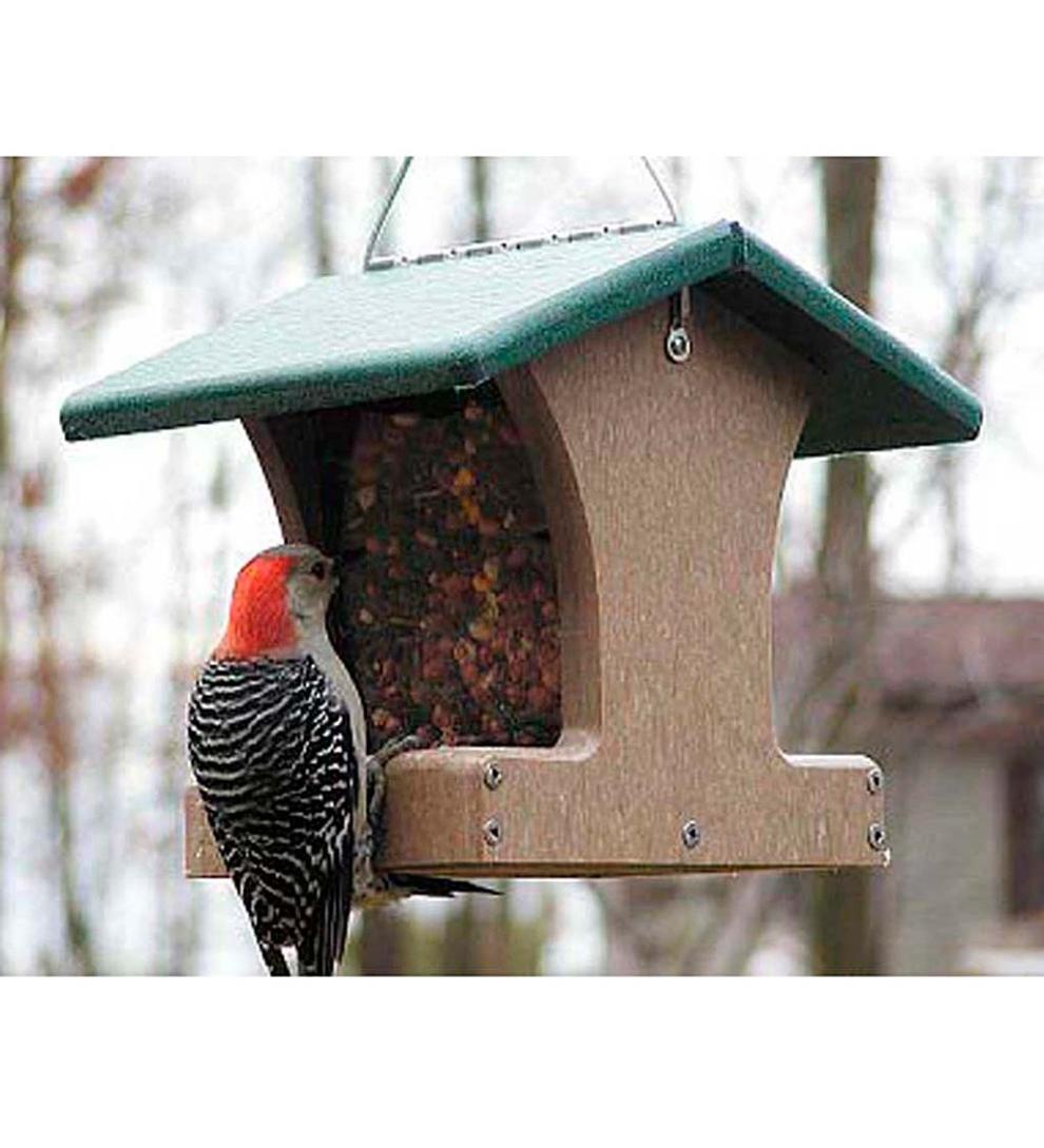 Plow & Hearth Bird Feeders Yard & Garden Recycled Poly-Lumber 2-Sided Hopper Bird Feeder