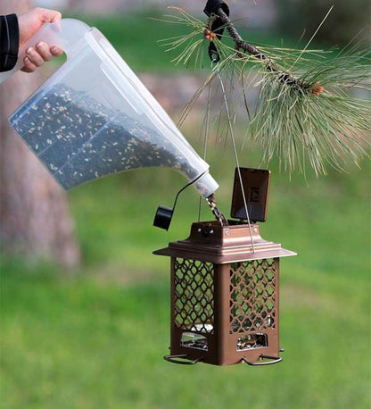 Plow & Hearth Bird Feeders Yard & Garden Squirrel-Resistant Metal Hopper Bird Feeder