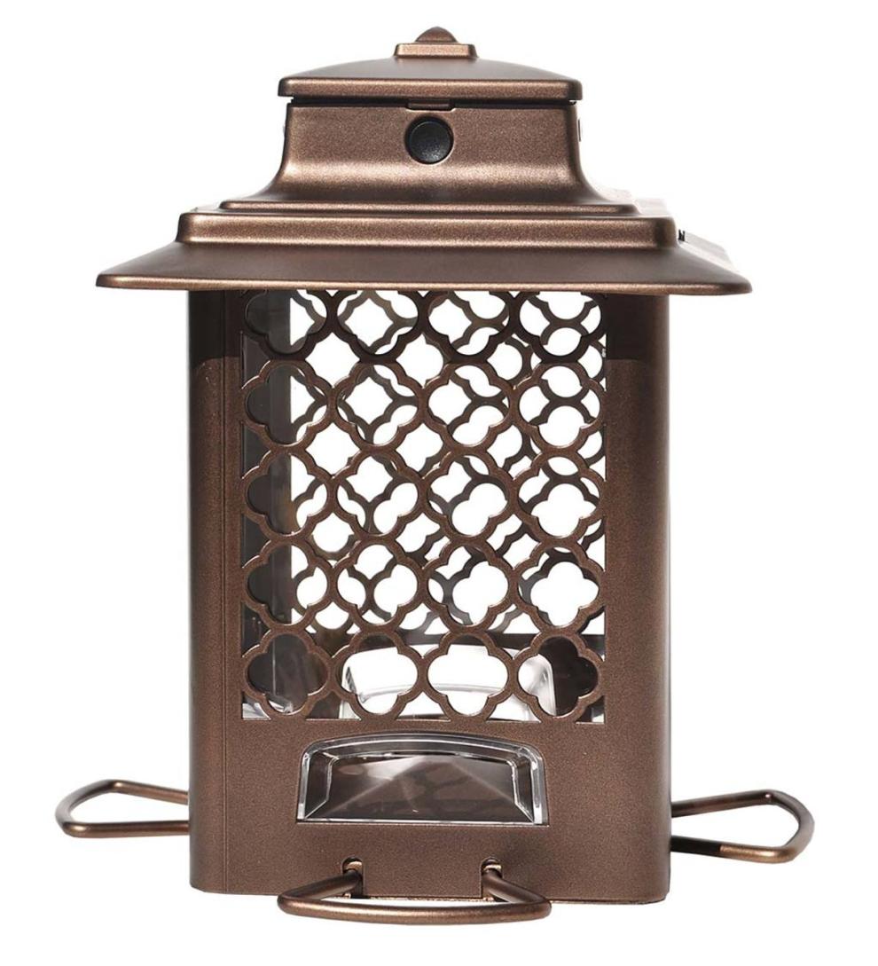 Plow & Hearth Bird Feeders Yard & Garden Squirrel-Resistant Metal Hopper Bird Feeder
