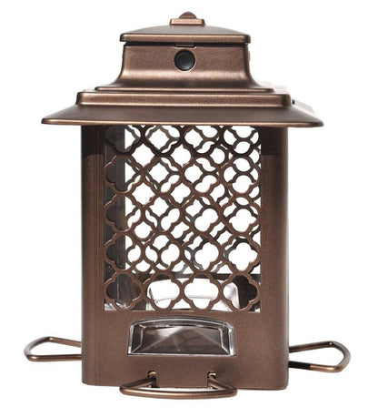Plow & Hearth Bird Feeders Yard & Garden Squirrel-Resistant Metal Hopper Bird Feeder