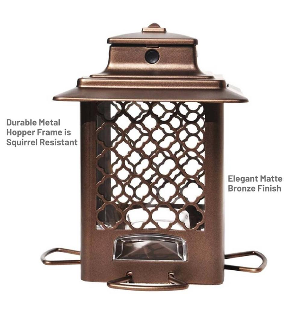 Plow & Hearth Bird Feeders Yard & Garden Squirrel-Resistant Metal Hopper Bird Feeder