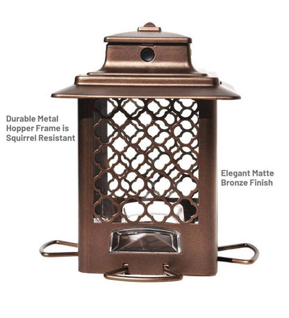 Plow & Hearth Bird Feeders Yard & Garden Squirrel-Resistant Metal Hopper Bird Feeder