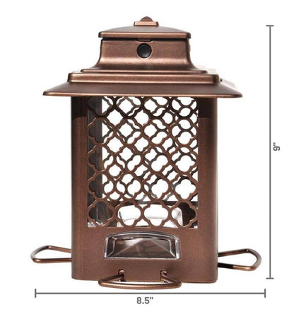 Plow & Hearth Bird Feeders Yard & Garden Squirrel-Resistant Metal Hopper Bird Feeder