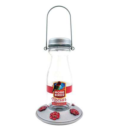 Plow & Hearth Bird Feeders Yard & Garden Vintage Milk-Bottle Style 18-Ounce Jersey Hummingbird Feeder