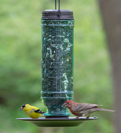 Plow & Hearth Bird Feeders Yard & Garden Vintage-Style Glass And Metal Hanging Songbird Feeder
