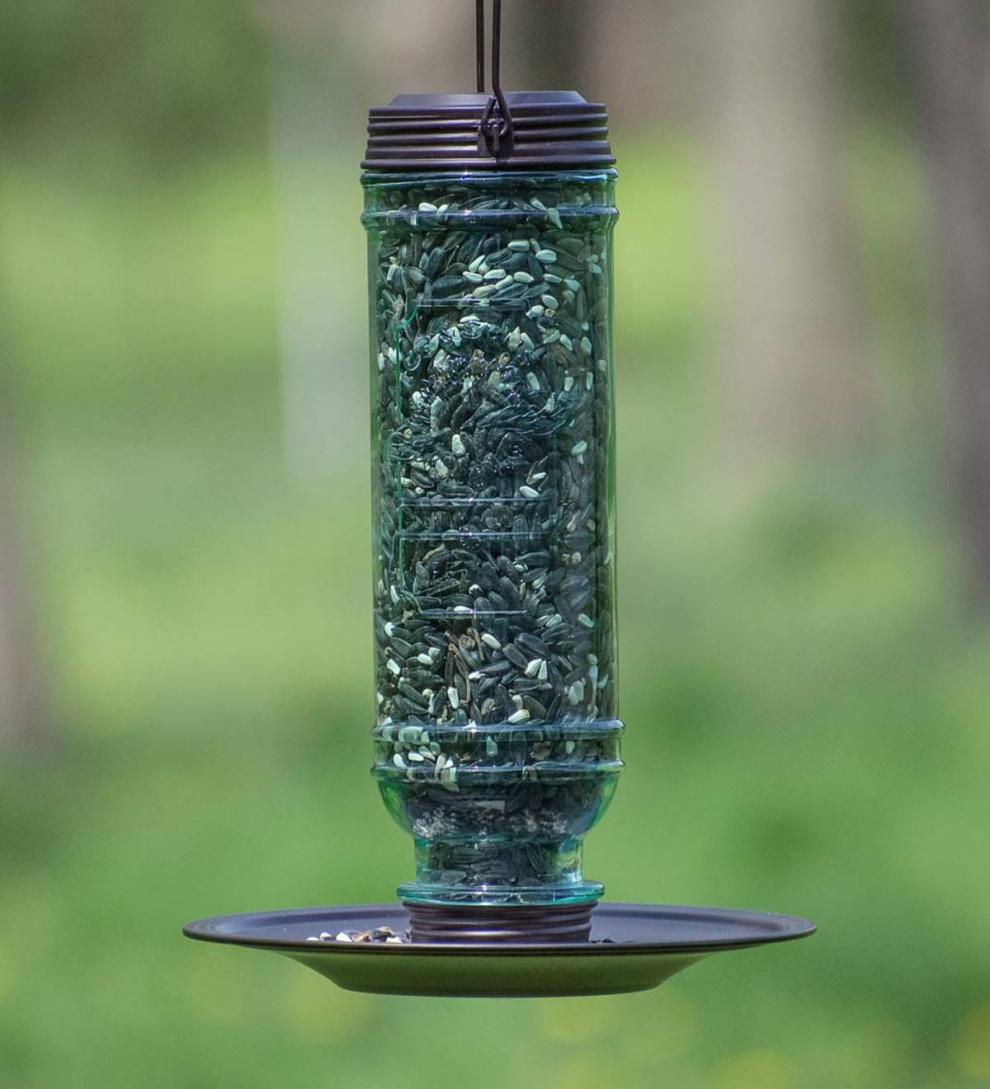 Plow & Hearth Bird Feeders Yard & Garden Vintage-Style Glass And Metal Hanging Songbird Feeder
