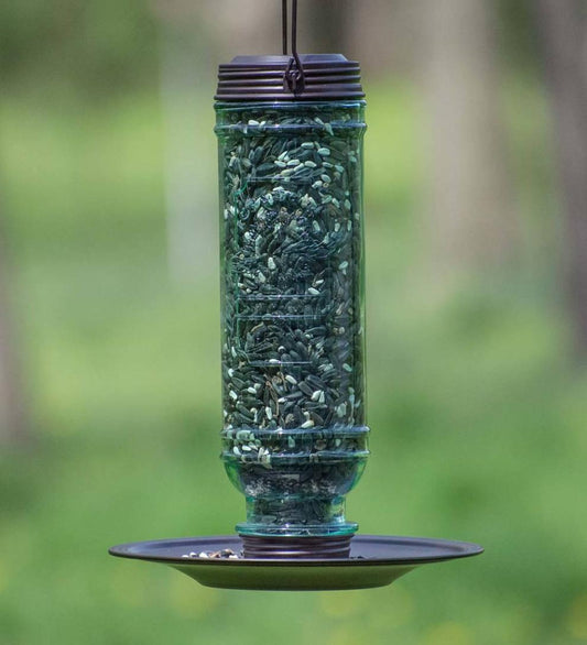 Plow & Hearth Bird Feeders Yard & Garden Vintage-Style Glass And Metal Hanging Songbird Feeder