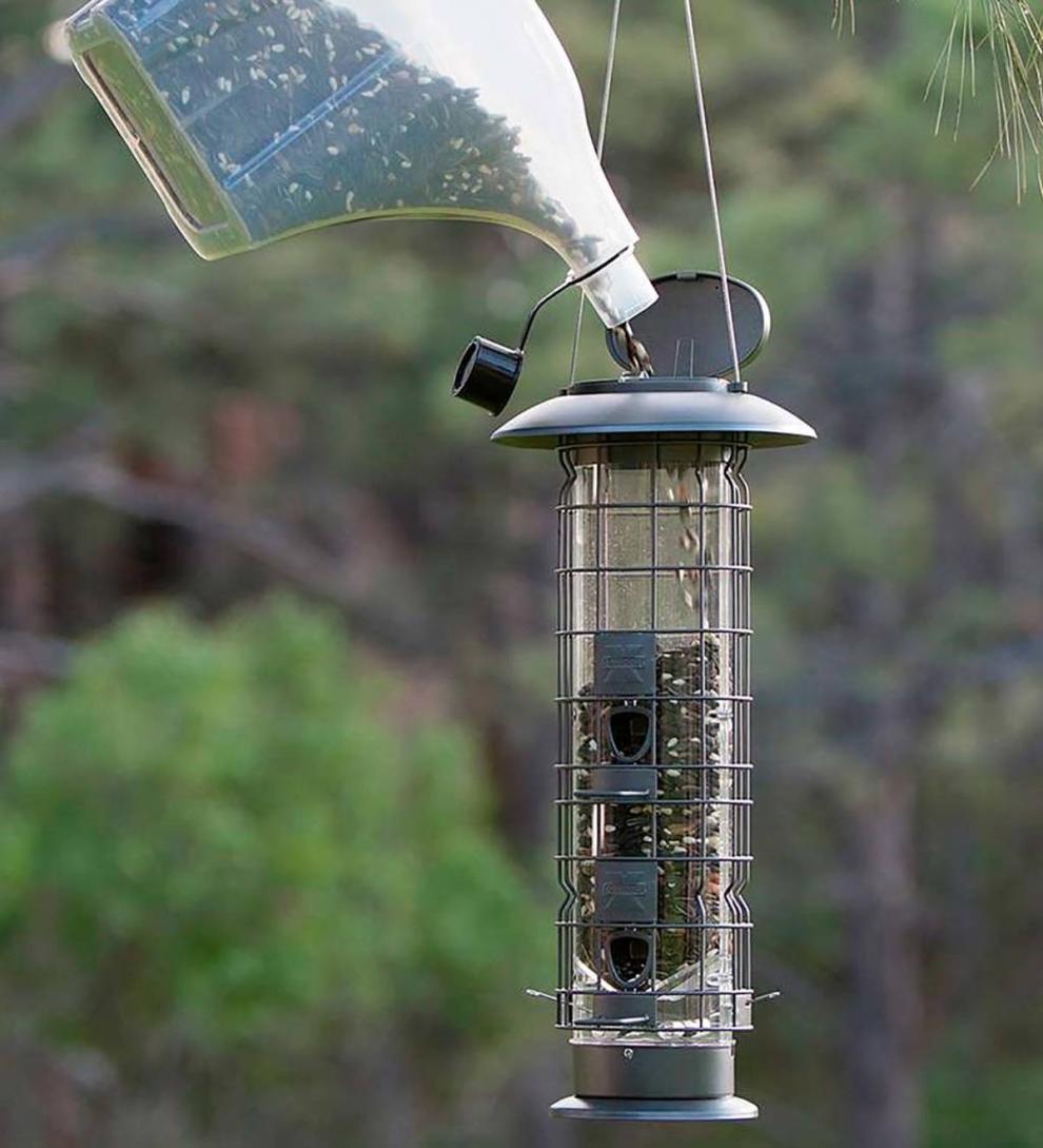 Plow & Hearth Bird Feeders Yard & Garden X4 Squirrel-Resistant Tube Bird Feeder