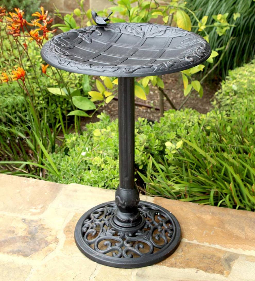 Plow & Hearth Birdbaths Yard & Garden English Ivy Metal Birdbath - Copper Rust