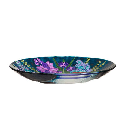 Plow & Hearth Birdbaths Yard & Garden Floral Watering Can Glass Bird Bath Basin