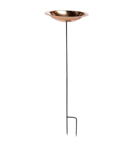 Plow & Hearth Birdbaths Yard & Garden Hammered Copper Basin Birdbath With Stake