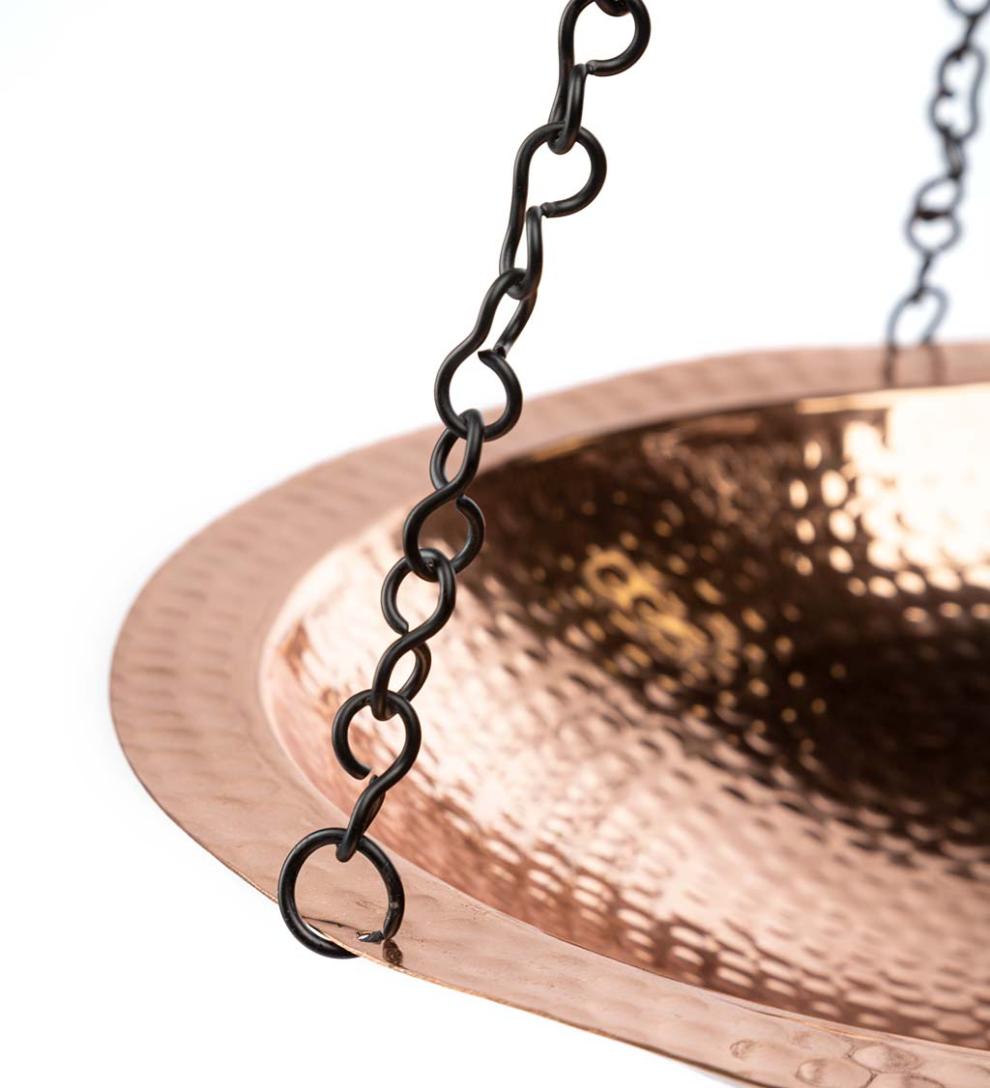 Plow & Hearth Birdbaths Yard & Garden Hammered Copper Basin Hanging Birdbath With Chain