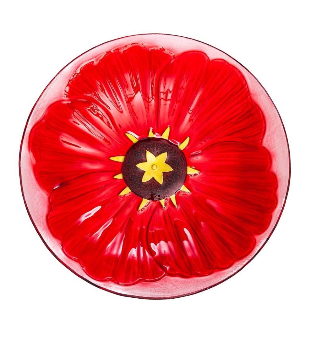 Plow & Hearth Birdbaths Yard & Garden Hand-Painted And Embossed Tropical Hibiscus Bird Bath