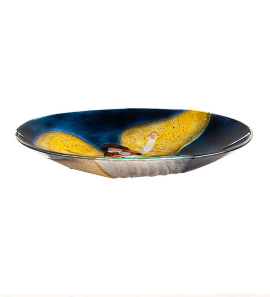 Plow & Hearth Birdbaths Yard & Garden Hand-Painted Angel Embossed Glass Bird Bath