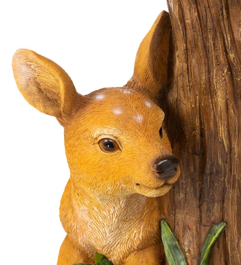 Plow & Hearth Birdbaths Yard & Garden Hand-Painted Fawn Tree Stump Birdbath
