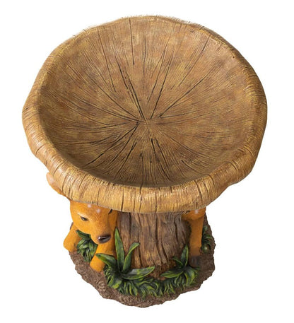 Plow & Hearth Birdbaths Yard & Garden Hand-Painted Fawn Tree Stump Birdbath