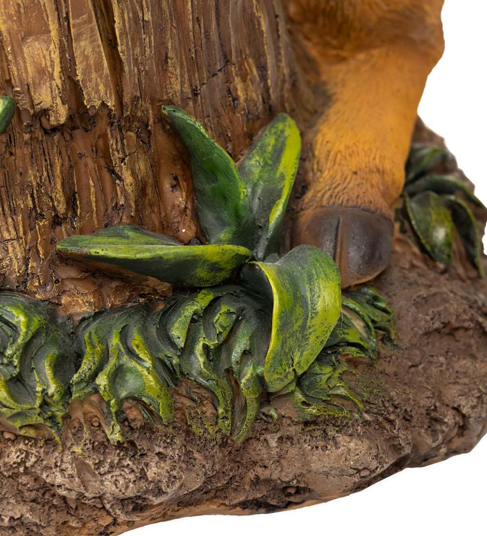 Plow & Hearth Birdbaths Yard & Garden Hand-Painted Fawn Tree Stump Birdbath