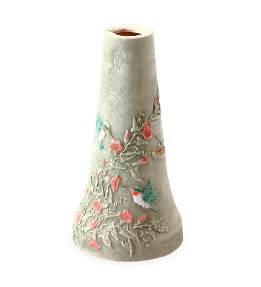 Plow & Hearth Birdbaths Yard & Garden Handcrafted Burley Clay Hummingbird Birdbath