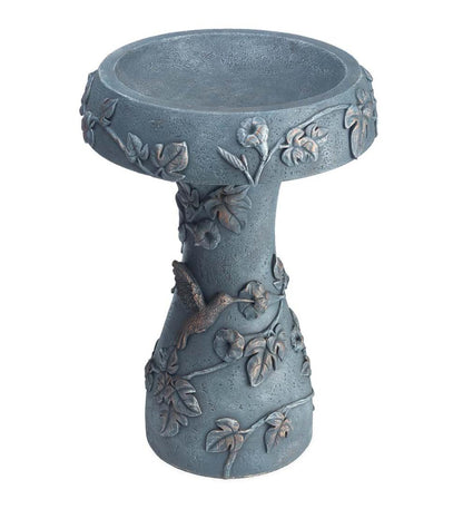 Plow & Hearth Birdbaths Yard & Garden Hummingbird And Flower Stone-Look Birdbath