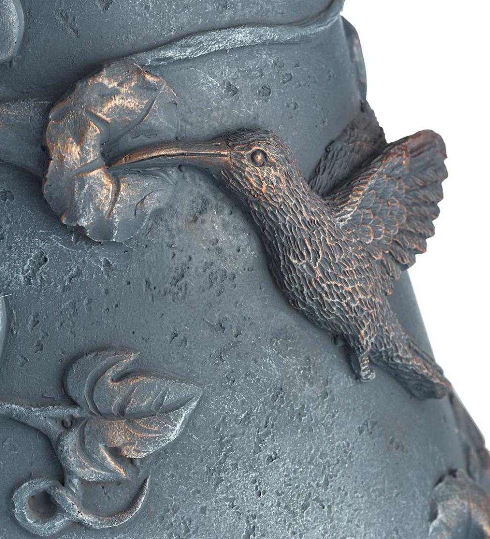 Plow & Hearth Birdbaths Yard & Garden Hummingbird And Flower Stone-Look Birdbath