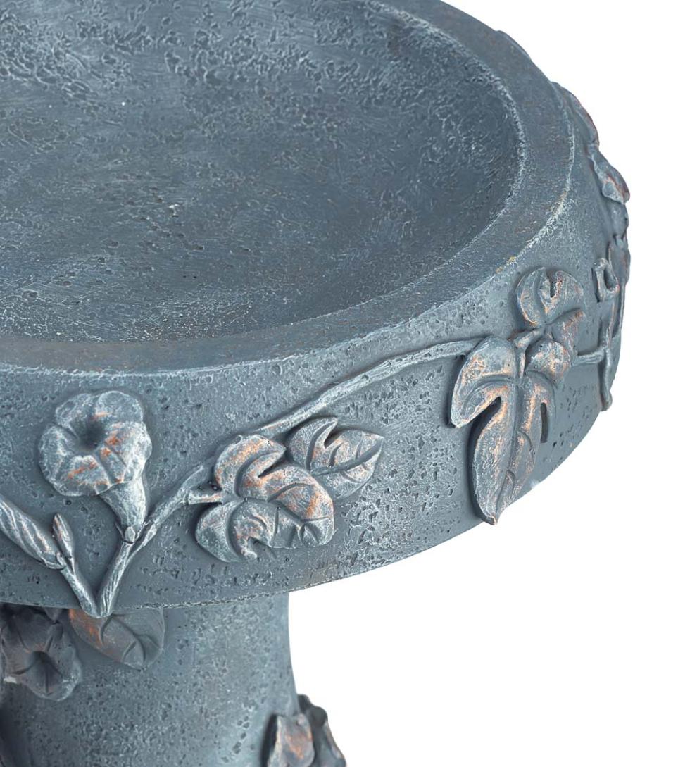 Plow & Hearth Birdbaths Yard & Garden Hummingbird And Flower Stone-Look Birdbath
